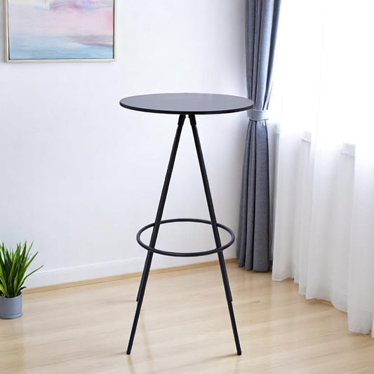 31" Black Rounded Wood and Iron Bar Table