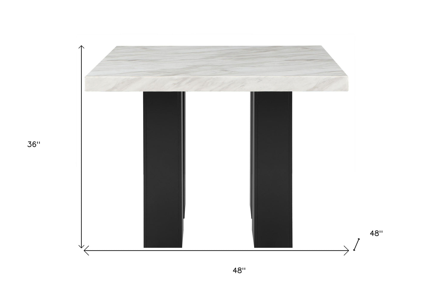 48" White Square Wood Bar Table