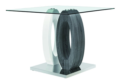 47" Gray Square Glass and Stainless Steel Bar Table