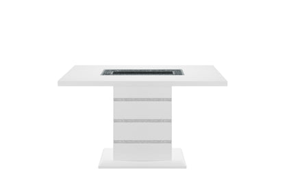 63" White Silver And Black Glass Faux Crystal And Wood Rectangular Bar Table