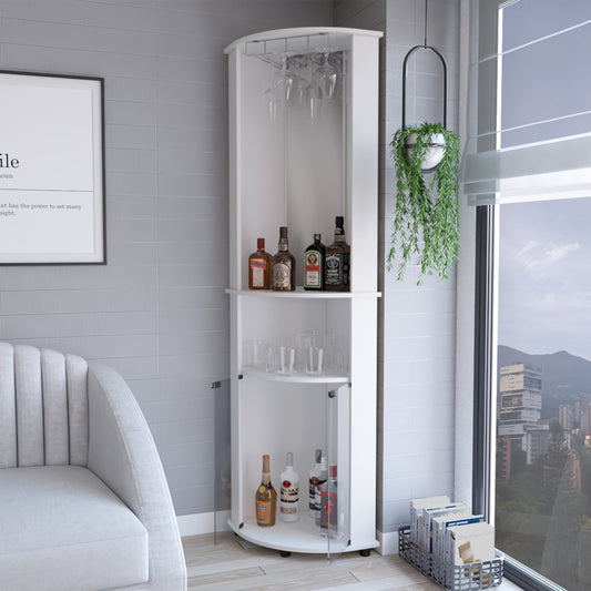 White Wood Corner Bar Cabinet