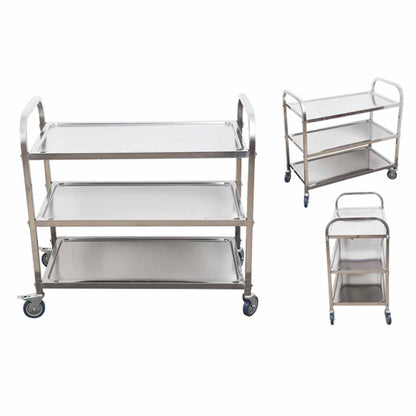 37" Silver Stainless Steel Rolling Bar Cart