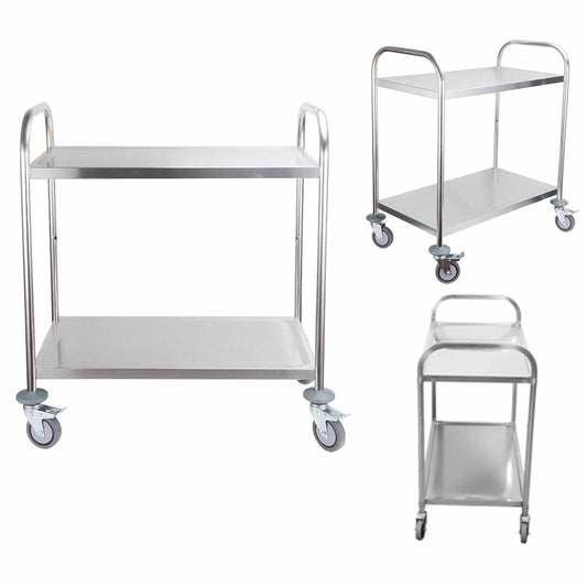 34" Silver Stainless Steel Rolling Bar Cart