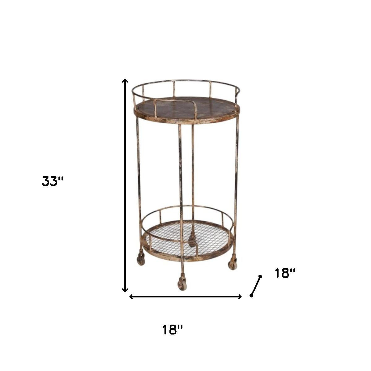 Distressed Iron Rolling Bar Cart