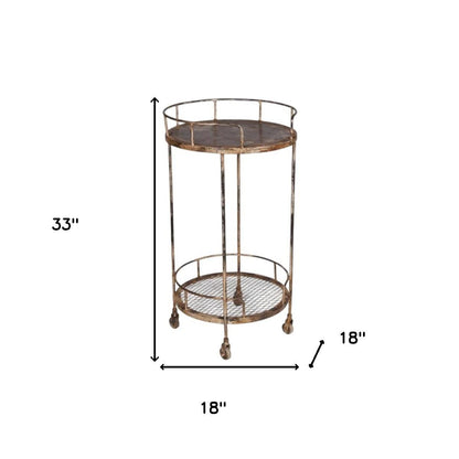 Distressed Iron Rolling Bar Cart