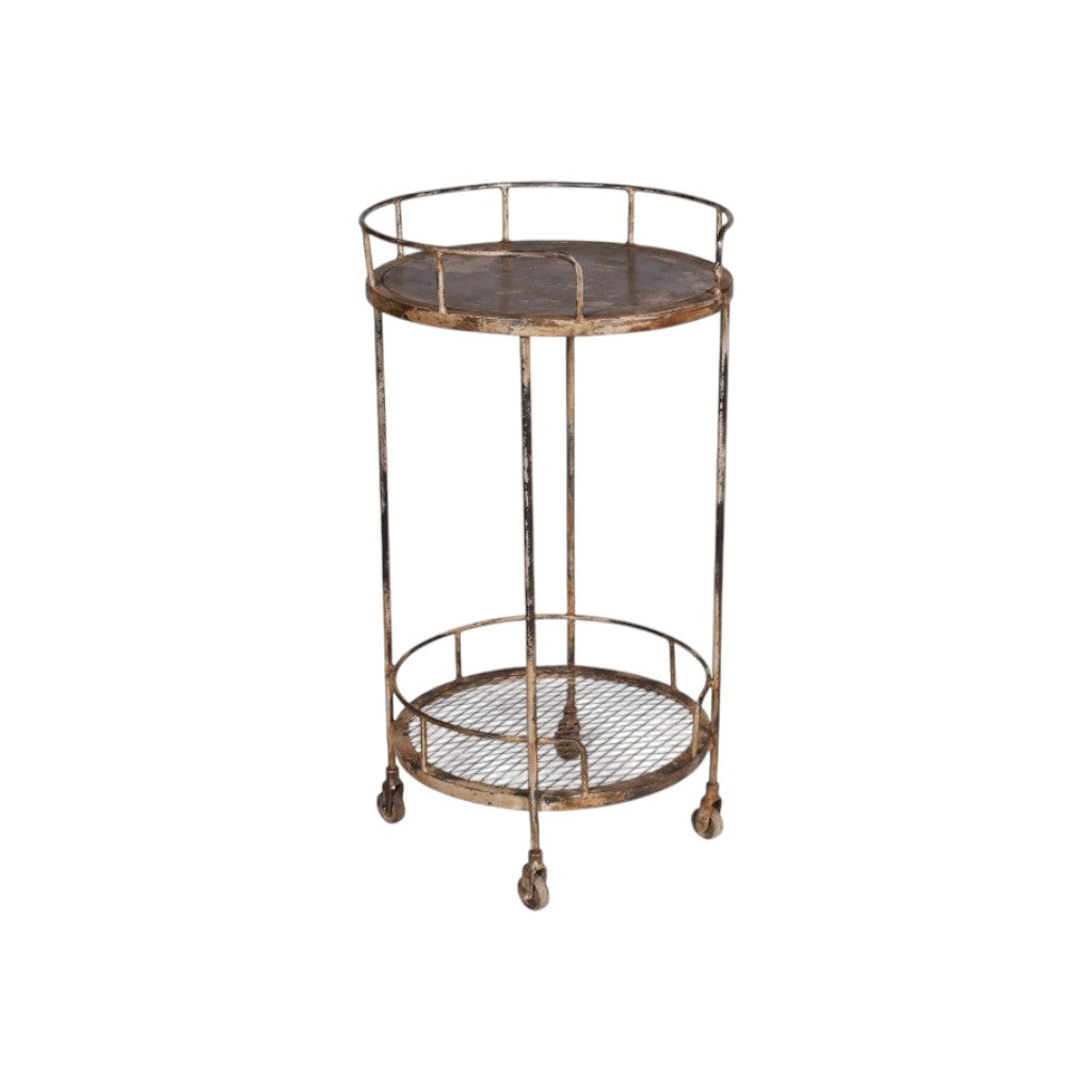 Distressed Iron Rolling Bar Cart