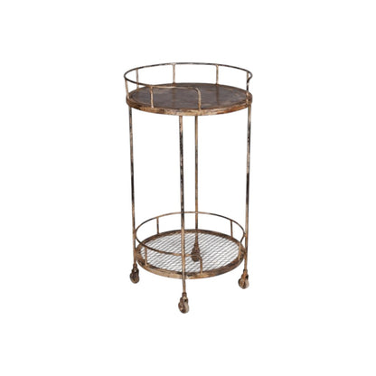Distressed Iron Rolling Bar Cart