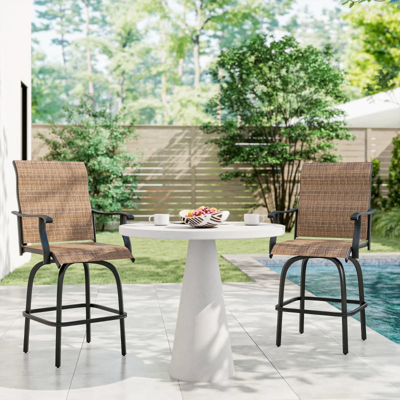 Outdoor Swivel Bar Stools with Armrests