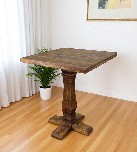 36" Brown Pedestal Bar Table