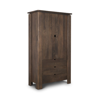 70" Dark Brown Distressed Solid Wood Curio Cabinet