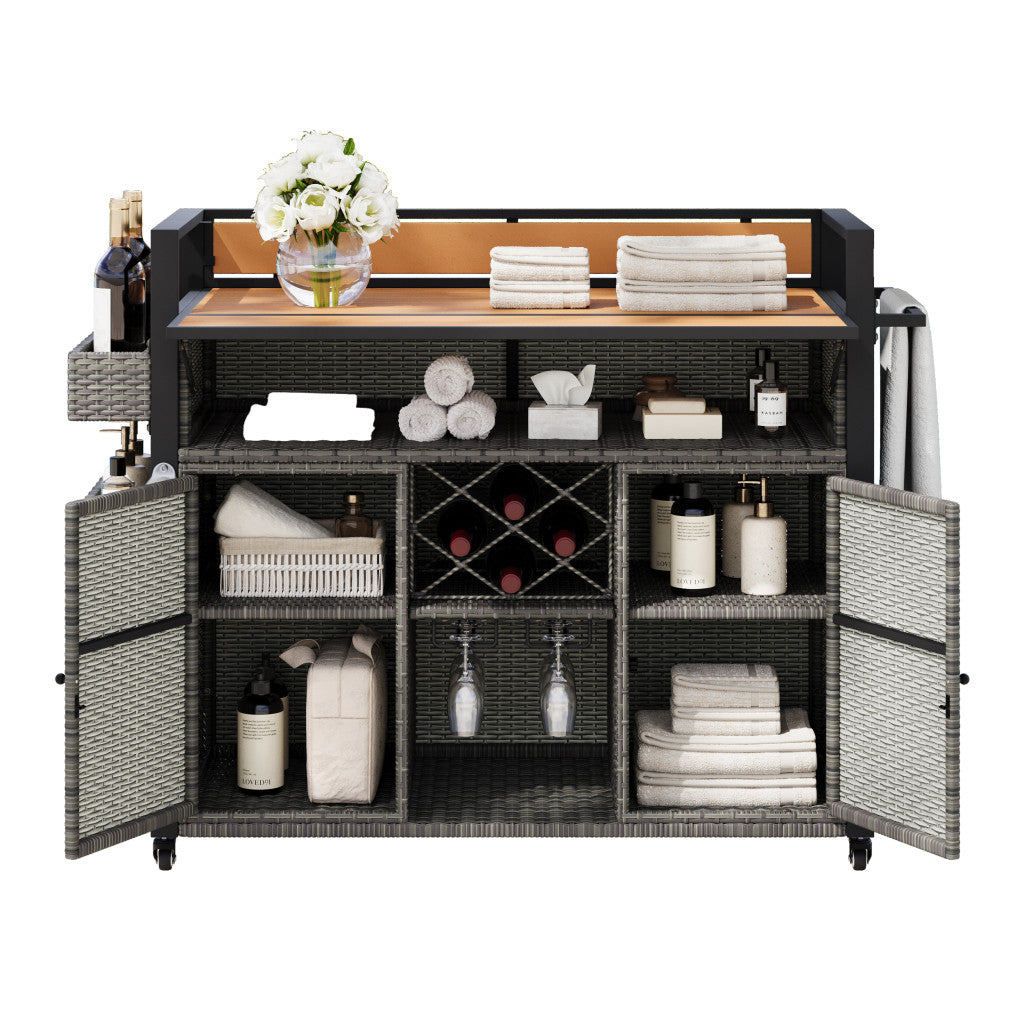 50" Rolling Kitchen Island With Storage