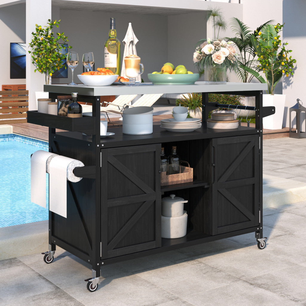 50" Rolling Kitchen Island With Storage