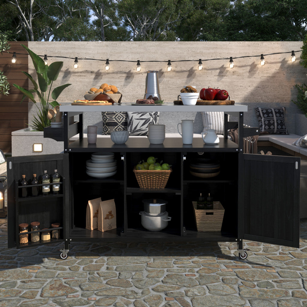50" Rolling Kitchen Island With Storage