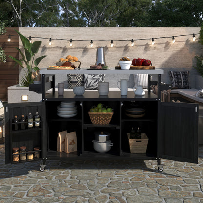 50" Rolling Kitchen Island With Storage