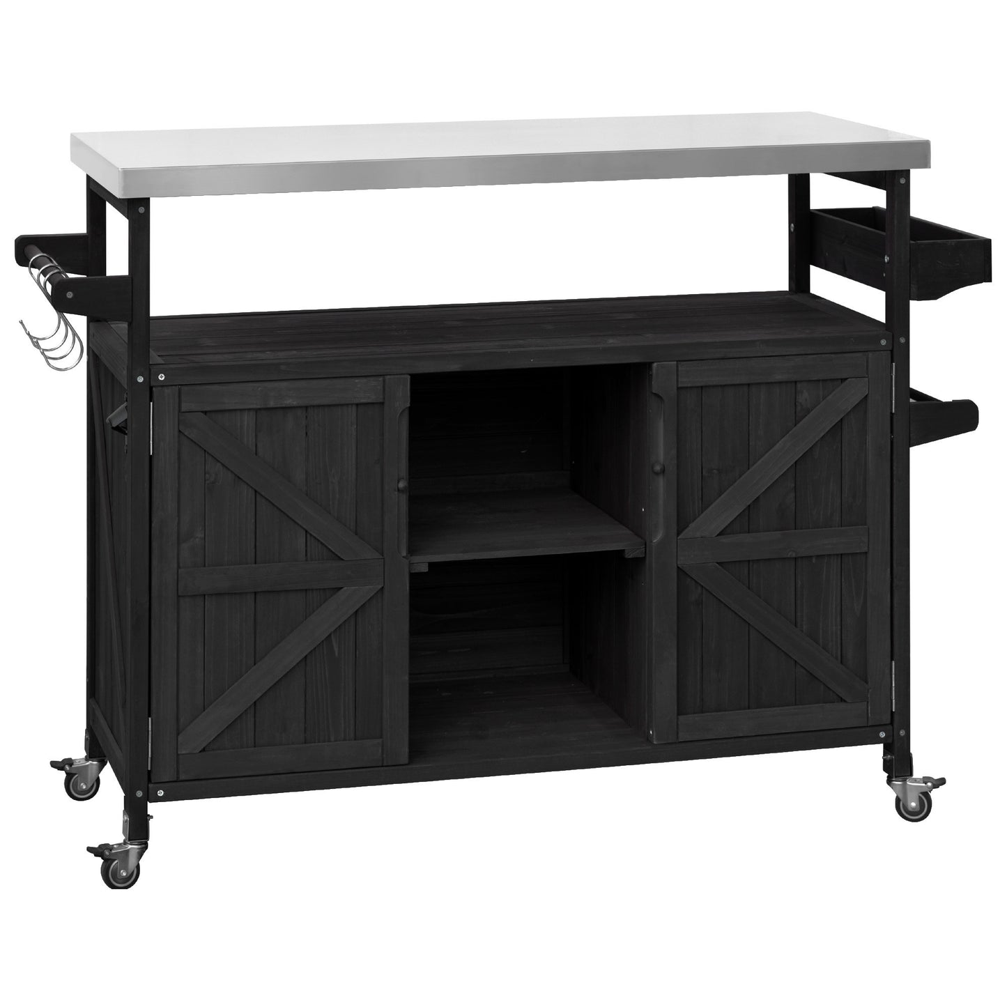 50" Rolling Kitchen Island With Storage