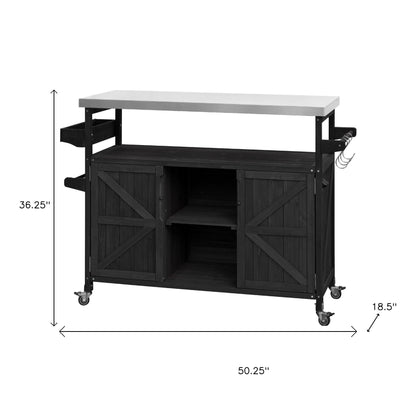 50" Rolling Kitchen Island With Storage