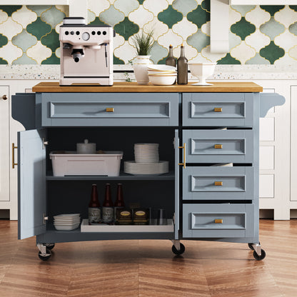 52" Wood Rolling Kitchen Island