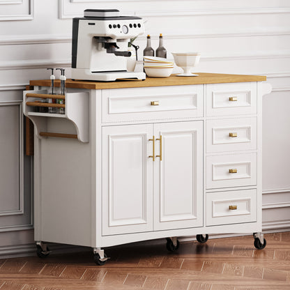 52" Wood Rolling Kitchen Island