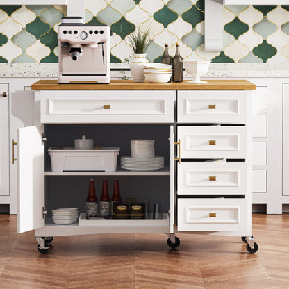 52" Wood Rolling Kitchen Island