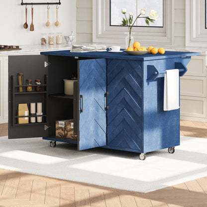 51" Solid Wood Rolling Kitchen Island