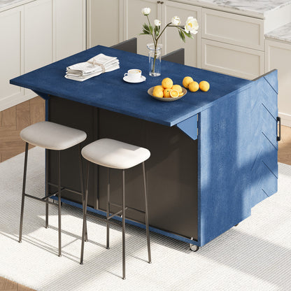 51" Solid Wood Rolling Kitchen Island