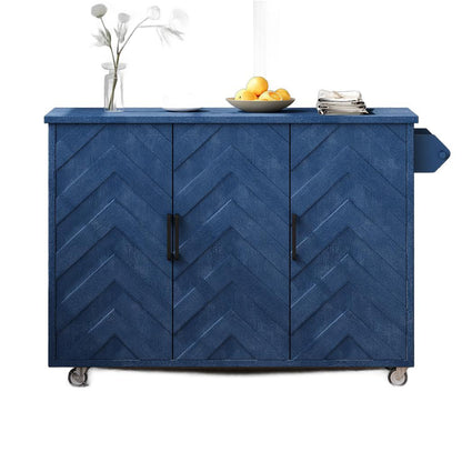 51" Solid Wood Rolling Kitchen Island