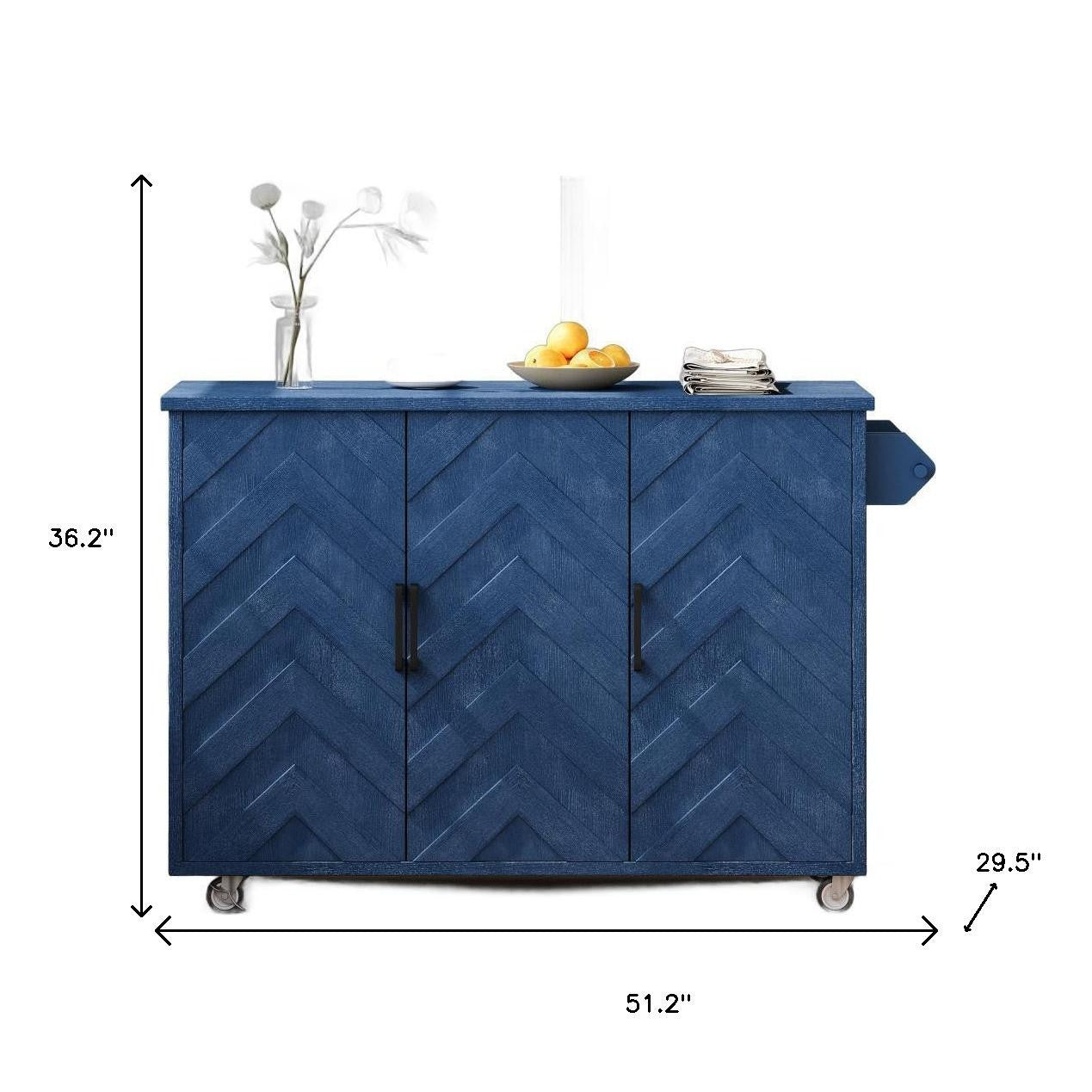 51" Solid Wood Rolling Kitchen Island