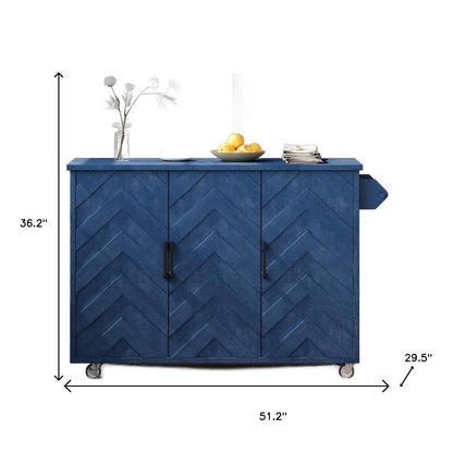 51" Solid Wood Rolling Kitchen Island