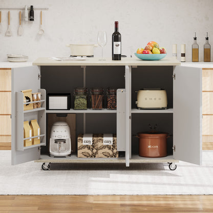 51" Solid Wood Rolling Kitchen Island