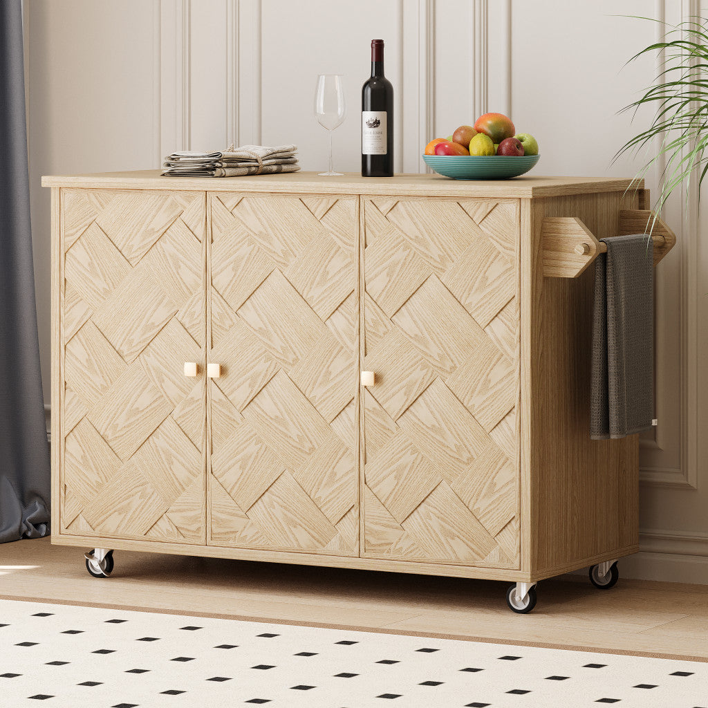 51" Solid Wood Rolling Kitchen Island