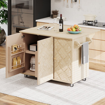 51" Solid Wood Rolling Kitchen Island