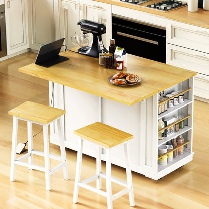 48" Wood Rolling Kitchen Island With Storage