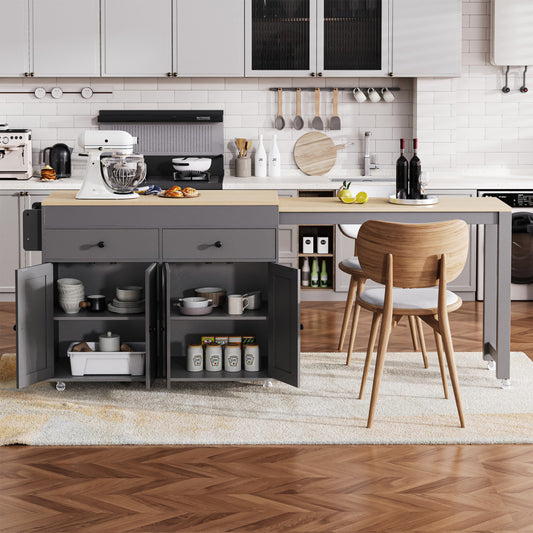 51" Wood Rolling Kitchen Island