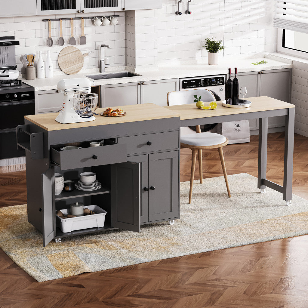51" Wood Rolling Kitchen Island