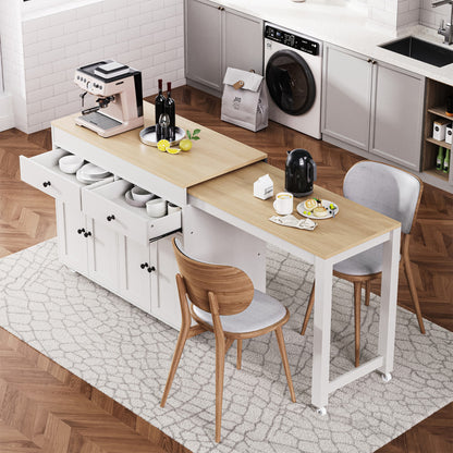 51" Wood Rolling Kitchen Island
