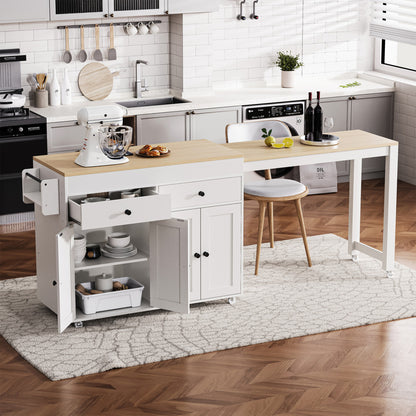51" Wood Rolling Kitchen Island