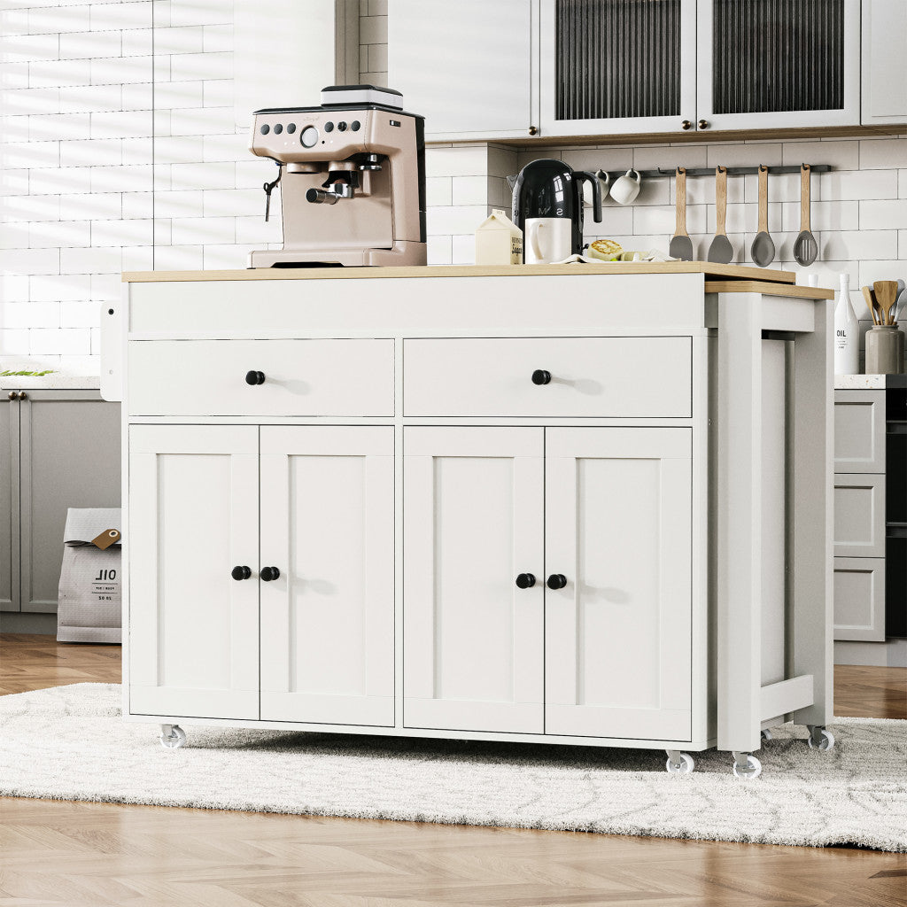 51" Wood Rolling Kitchen Island