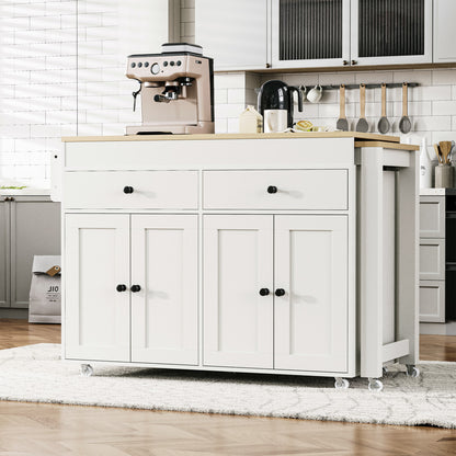 51" Wood Rolling Kitchen Island