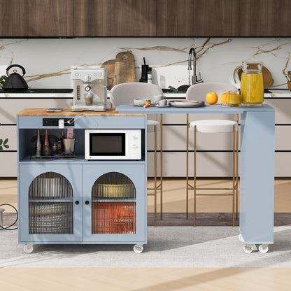 33" Rolling Kitchen Island With Storage