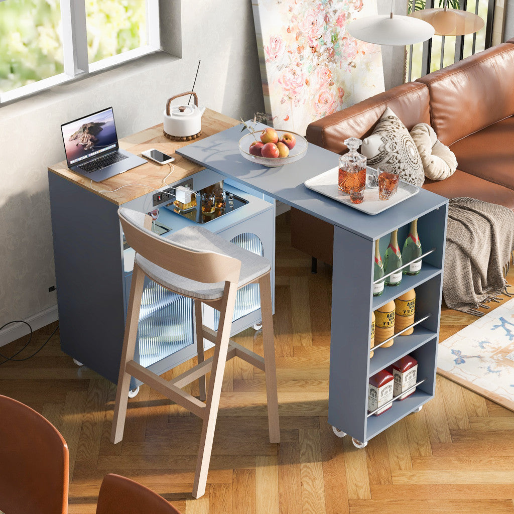33" Rolling Kitchen Island With Storage