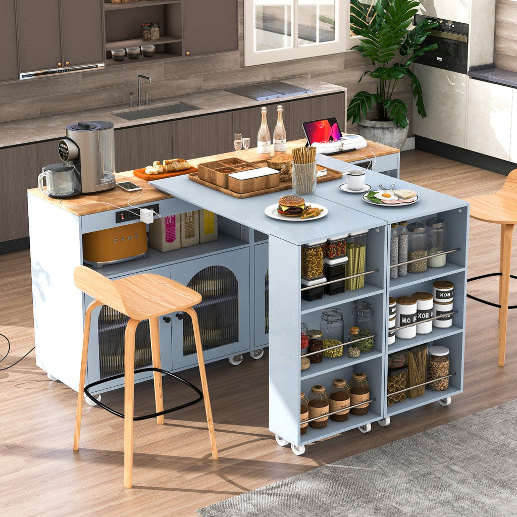33" Rolling Kitchen Island With Storage
