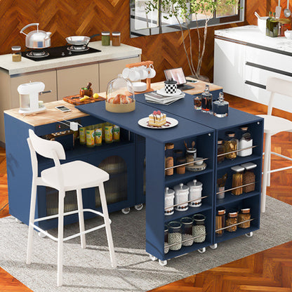 33" Rolling Kitchen Island With Storage