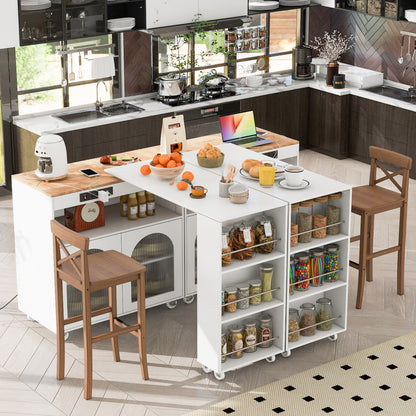 33" Rolling Kitchen Island With Storage