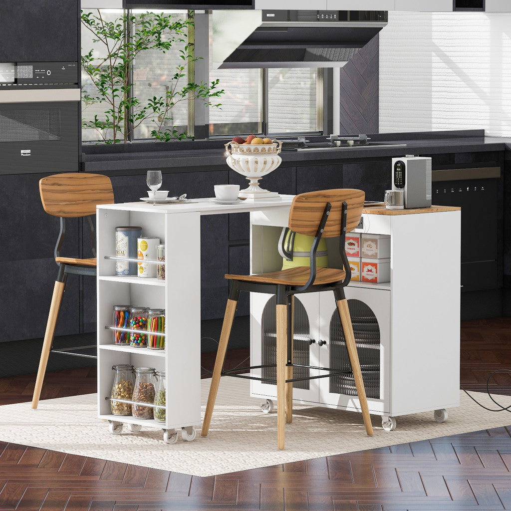33" Rolling Kitchen Island With Storage