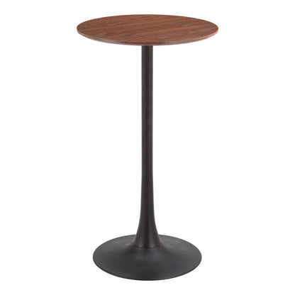 24" Brown Wood Rounded Bar Table