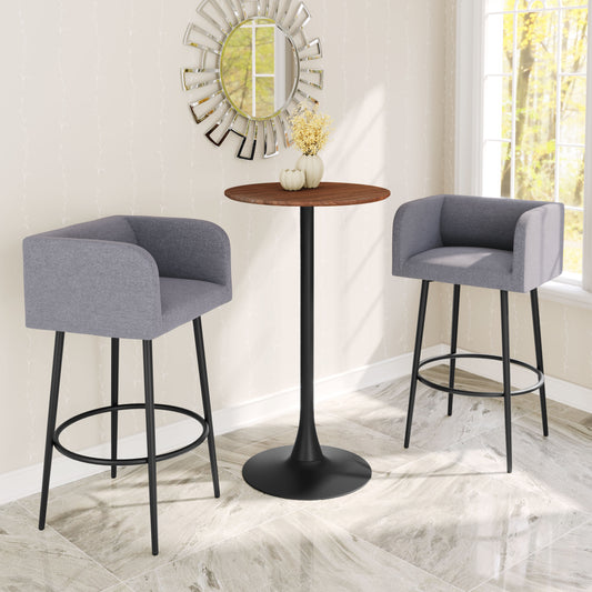24" Brown Wood Rounded Bar Table