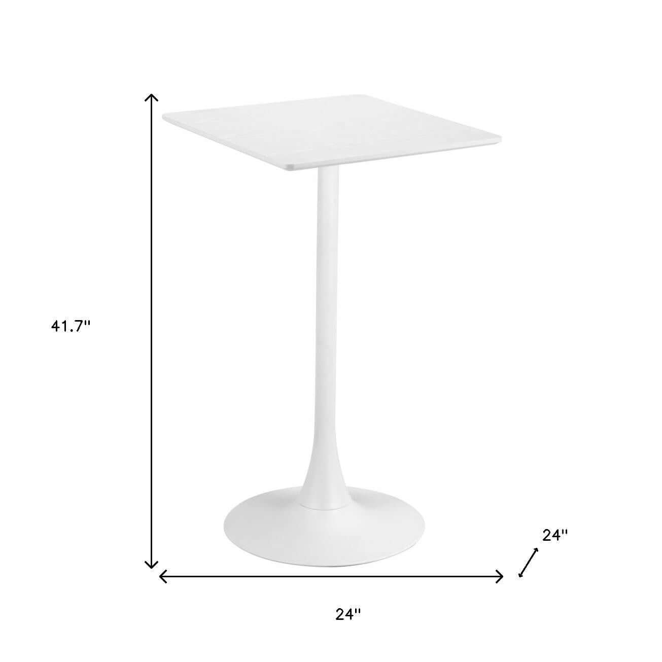 Homeroots Steel 24" White Wood Square Bar Table