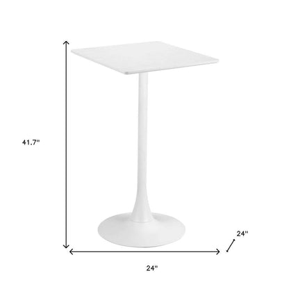 Homeroots Steel 24" White Wood Square Bar Table