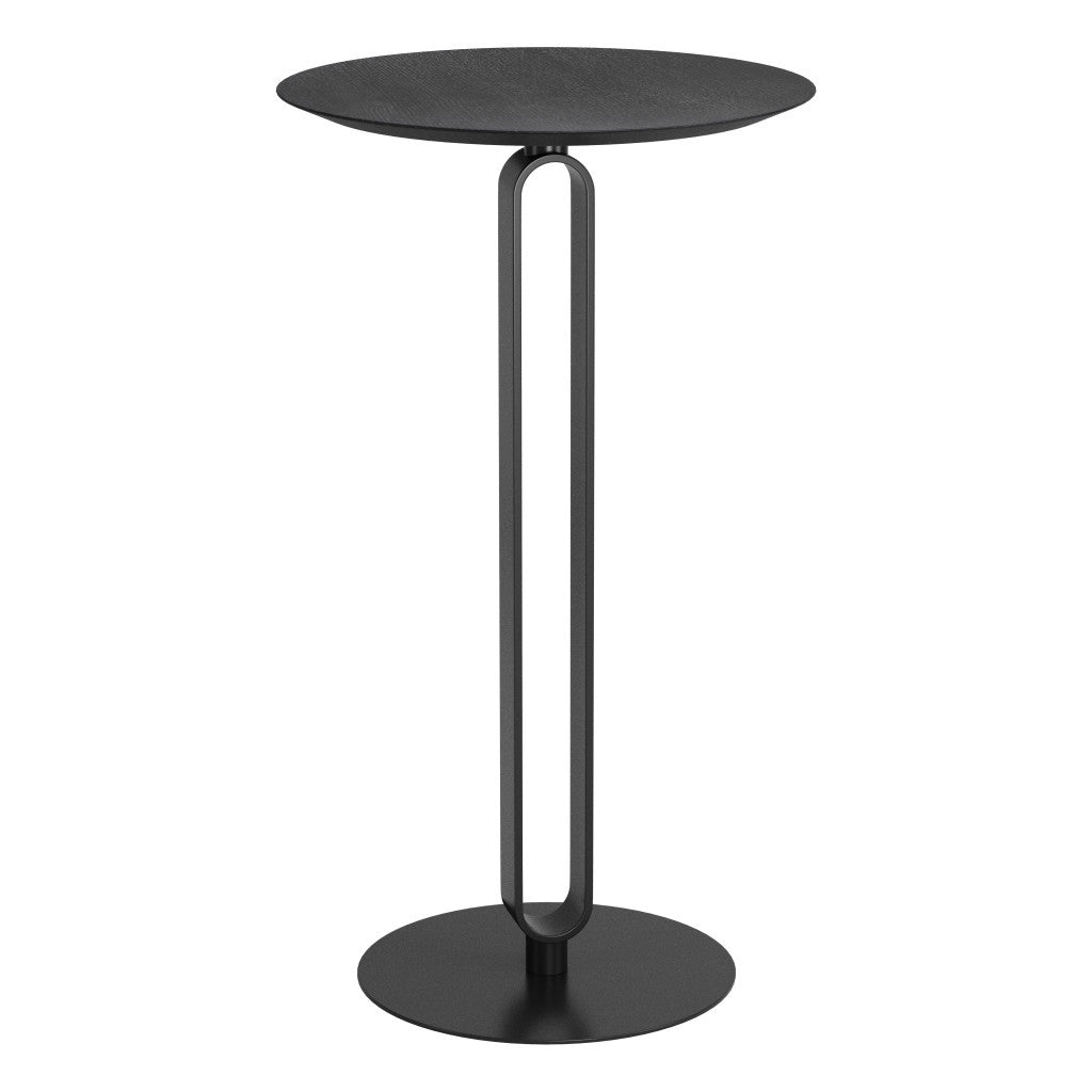 24" Black Wood Rounded Bar Table