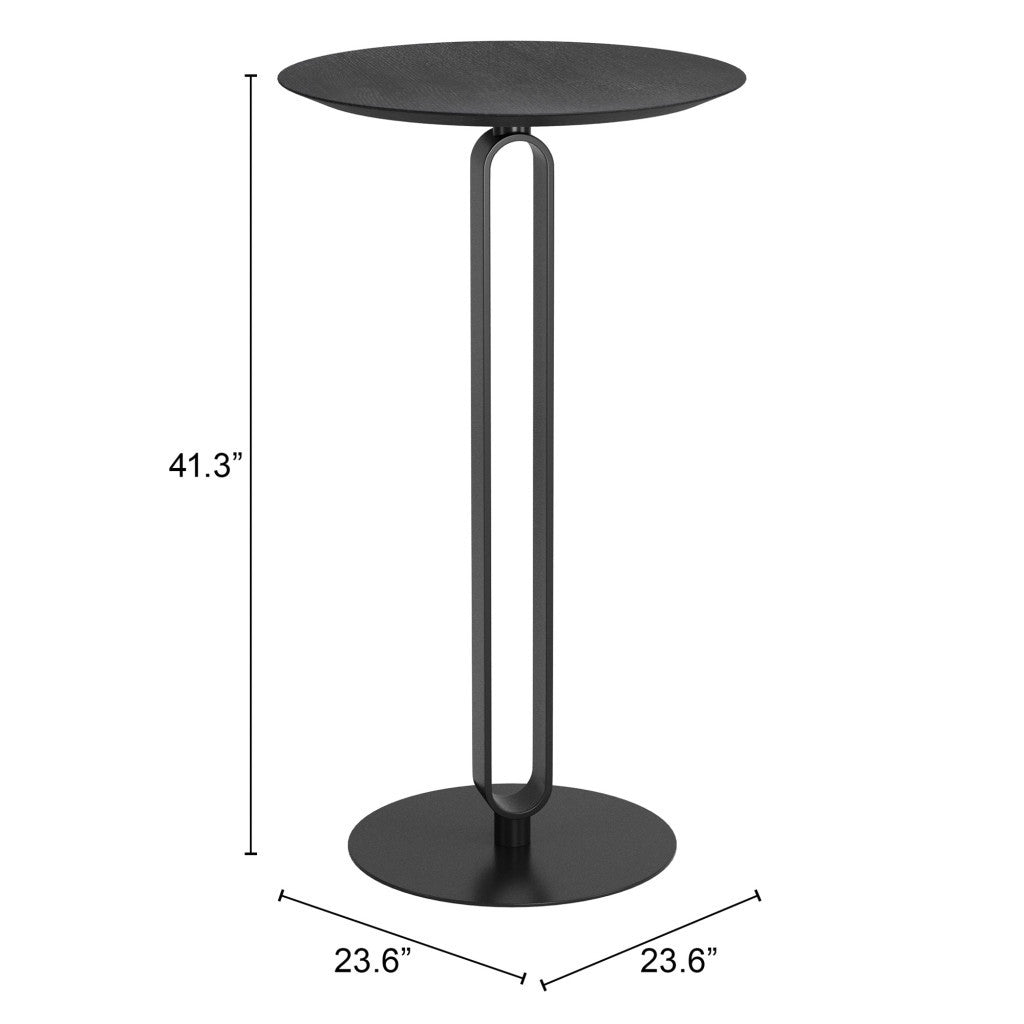 24" Black Wood Rounded Bar Table